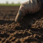 Фермер перевіряє кислотність ґрунту за допомогою pH-стрічок, демонструючи текстуру та вологість у дослідницькому процесі.