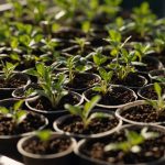 Складені біорозкладні горщики для розсади, освітлені природним світлом у теплиці, нагадують про дбайливе виховання рослин.